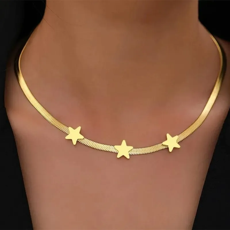 Stainless Steel Necklaces Gothic Blade Snake Chains Stars Choker Statement Light Luxury Temperament Necklace For Women Jewelry - Image 3