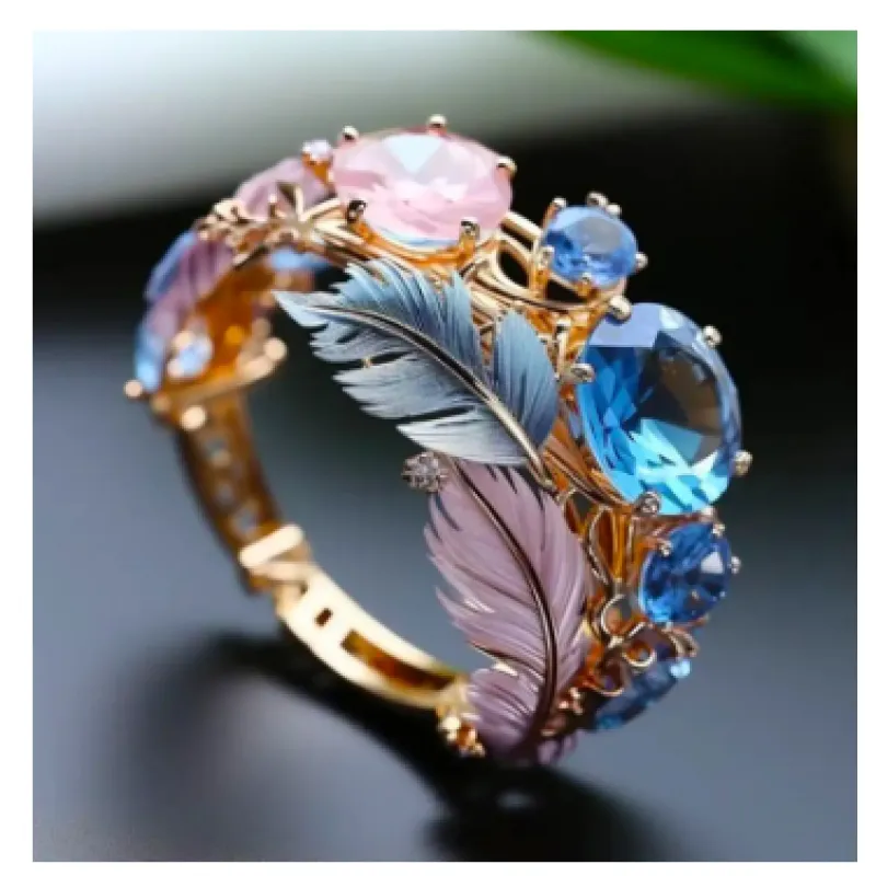 INS Flower Butterfly Ring With Rhinestones And Oil Dropping Design Fashion Personalized Jewelry For Women - Image 4